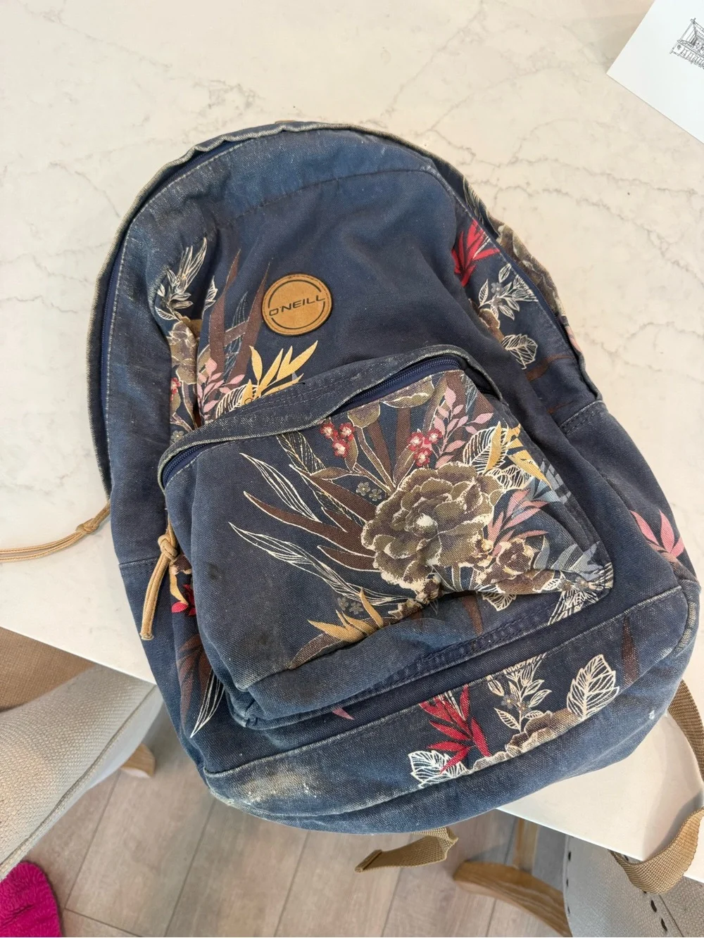 O'Neill Dark Blue Floral Canvas Backpack